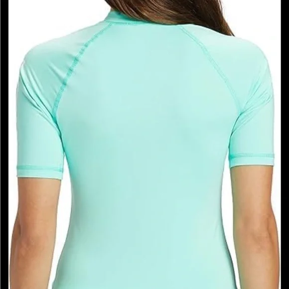 Roxy Turquoise Short-Sleeve Rash Guard - Picture 3 of 5